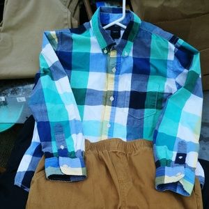 Boys 10 Gap plaid shirt&faded glory cargos